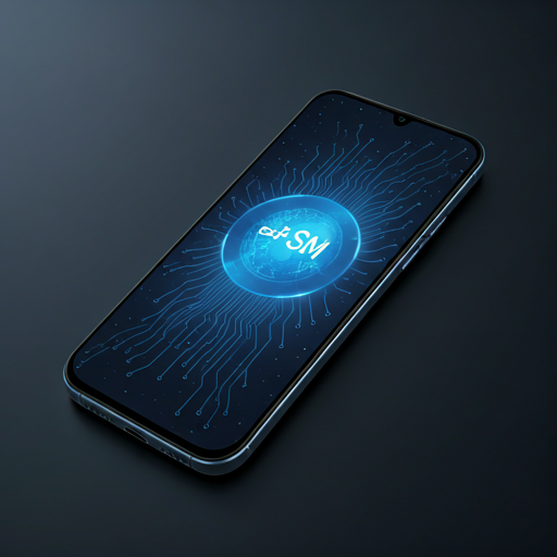 eSIM chip illustration on smartphone